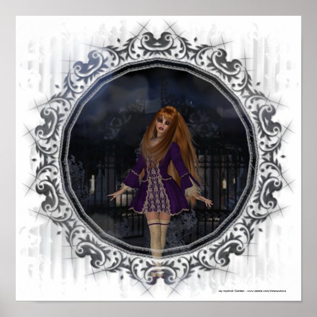 Evening Stroll Gothic Fantasy Redhead Girl Poster (Front)