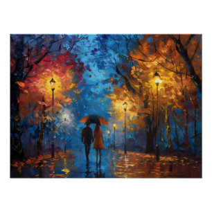 Evening Stroll in Autumn Light Poster