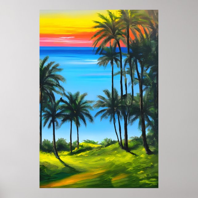 evening sun on a tropical landscape poster (Front)