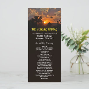 Evening Sunset Scene, Rustic Wedding Programme