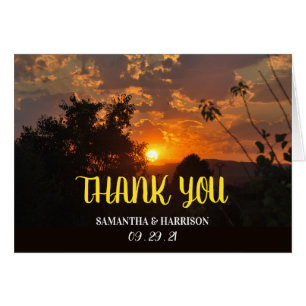 Evening Sunset Scene, Rustic Wedding Thank You