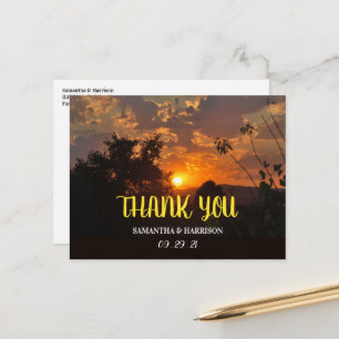 Evening Sunset Scene, Rustic Wedding Thank You Postcard