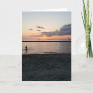 Evening Sunset Tropical Beach Waikiki Oahu Hawaii Card
