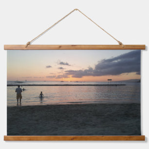 Evening Sunset Tropical Beach Waikiki Oahu Hawaii Hanging Tapestry