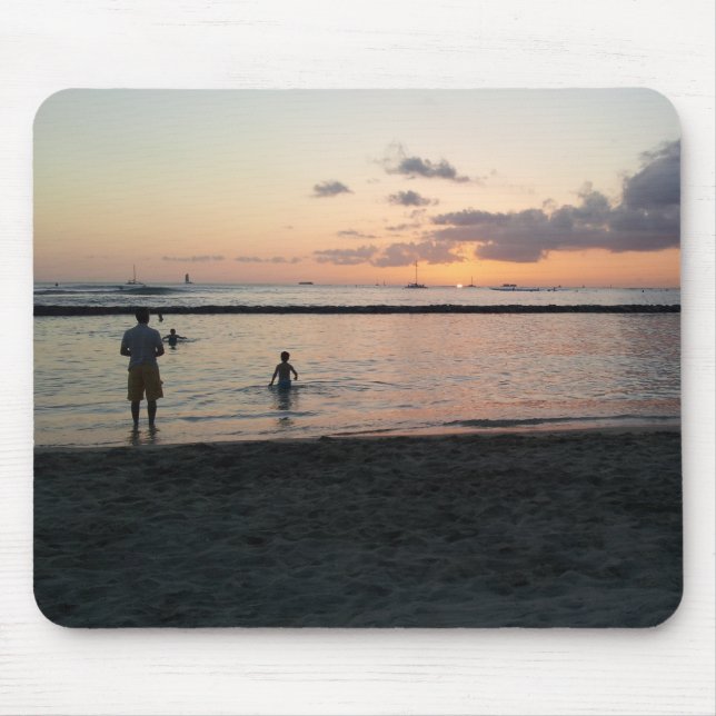 Evening Sunset Tropical Beach Waikiki Oahu Hawaii Mouse Mat (Front)