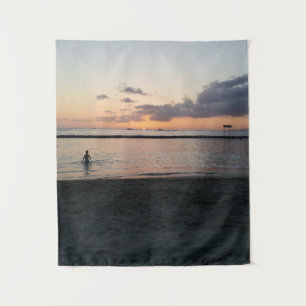 Evening Sunset Tropical Beach Waikiki Oahu Hawaii Tapestry