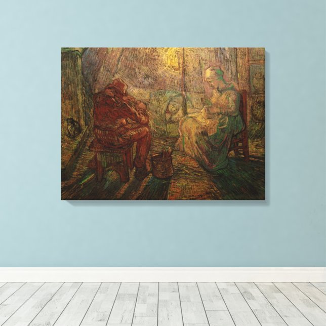 Evening - The Watch by Vincent van Gogh Canvas Print (Insitu(Wood Floor))