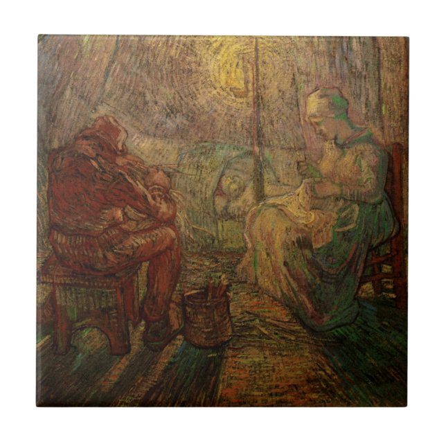 Evening - The Watch by Vincent van Gogh Tile (Front)