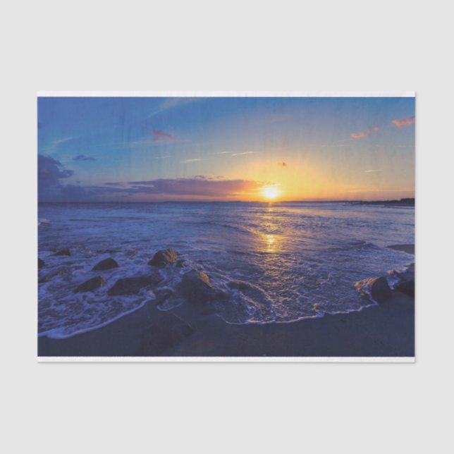 Evening Tropical Beach Sea Sunset Tissue Paper (Front)