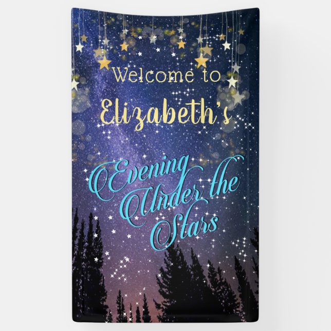 Evening Under The Stars Birthday Celebration Banner (Vertical)