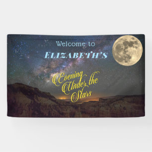 Evening Under The Stars Full Moon Space Banner