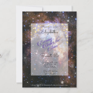 Evening Under the Stars Space Sweet 16   Invitation