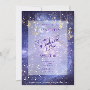 Evening Under the Stars Sweet 16 Sparkle Galaxy Invitation
