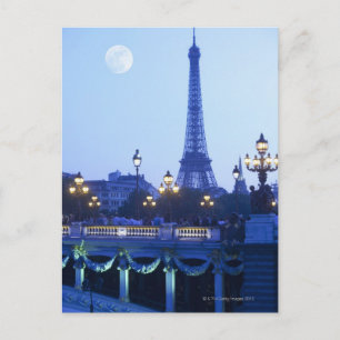 Evening View of Eiffel Tower Postcard