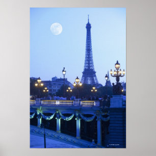 Evening View of Eiffel Tower Poster