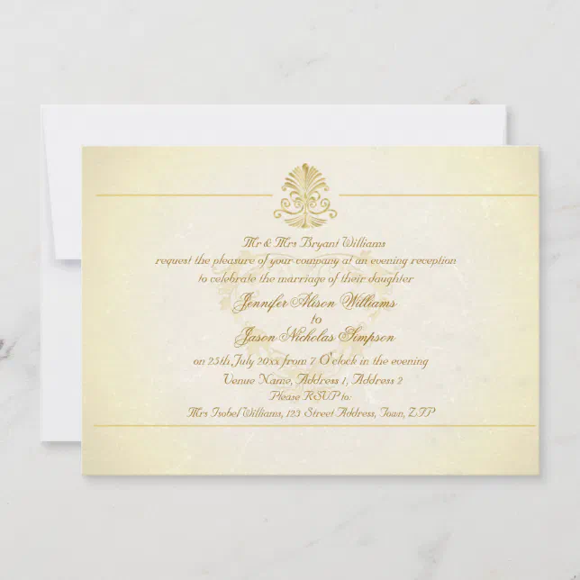 Parchment Paper Inveitation Example Evening Wedding Invitation Vintage Parchment Paper | Zazzle