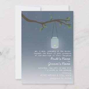 Evening Wedding - Mason Jar With Candle Invitation