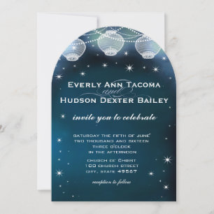 Evening Wedding Paper Lantern Garland Lights Star Invitation