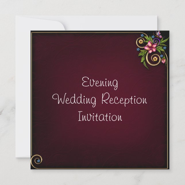 Evening Wedding Reception Invitation Card (Front)