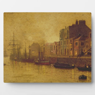 Evening, Whitby Harbour, 1893 (oil on board) Plaque