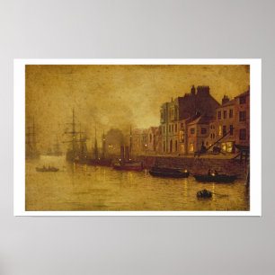 Evening, Whitby Harbour, 1893 (oil on board) Poster