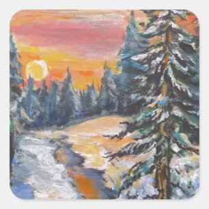 Eveningsnow5.jpg Square Sticker