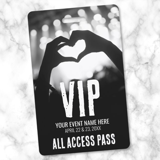 Event All Access Pass Black White VIP ID Badge (Event All Access Pass VIP Badge)
