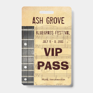 Event Badge For Access To Music Themed Event ID Badge