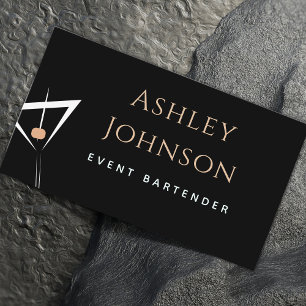 Event Bartender Simple Drink Elegant Social Media Business Card