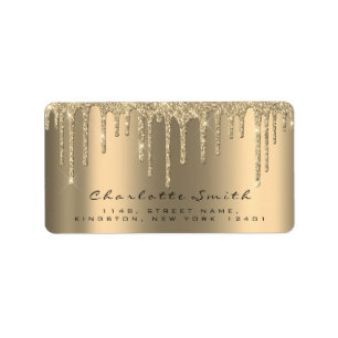 Event Bridal Return Address Drips Gold RSVP Sparkl Label