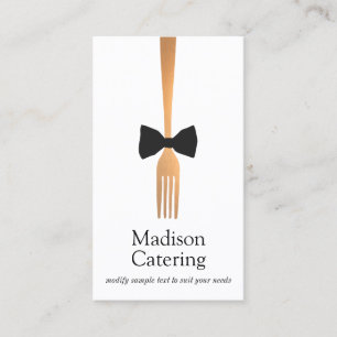 Event  Caterer Gold Fork Black Tie  Business Card