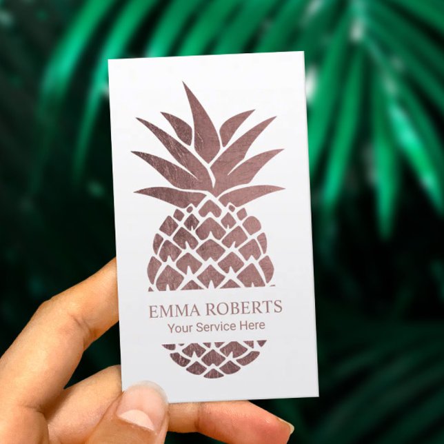 Event Catering Rose Gold Pineapple Personal Chef Business Card (Creator Uploaded)
