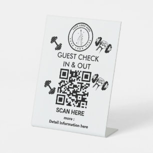 Event Check-in Gym / Studio Black & White Pedestal Sign