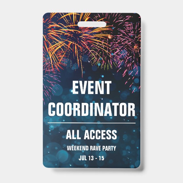 Event Coordinator All Access Event Pass Fireworks ID Badge (Front)