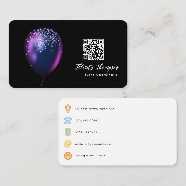 Event Coordinator QR Code Business Card (Front/Back)