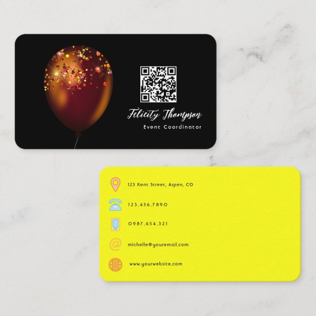 Event Coordinator QR Code Business Card (Front/Back)