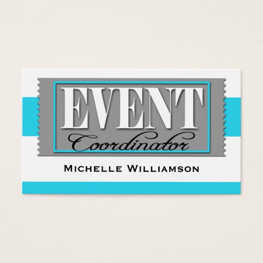 Event Coordinator Ticket Aqua Blue Business Cards