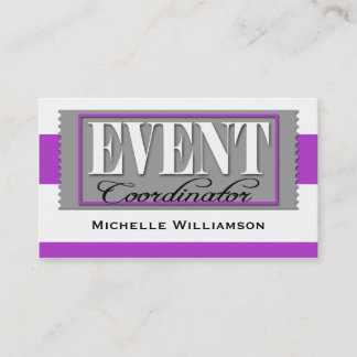 Event Coordinator Ticket Purple Business Cards