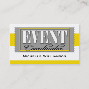 Event Coordinator Ticket Yellow Business Cards