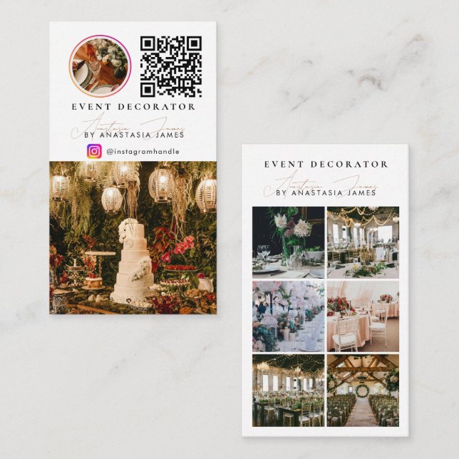 Event Decorator Photo Feed Social Media QR Code Business Card (Front/Back)