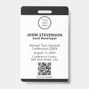 Event Employee ID Logo QR Code Black Badge