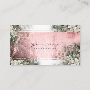 Event Floral Mint Green Pink Rose  White Gold Business Card