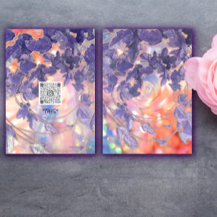 EVENT HOLOGRAPHIC MODERN LEAFS WREATH QR LOGO INVITATION