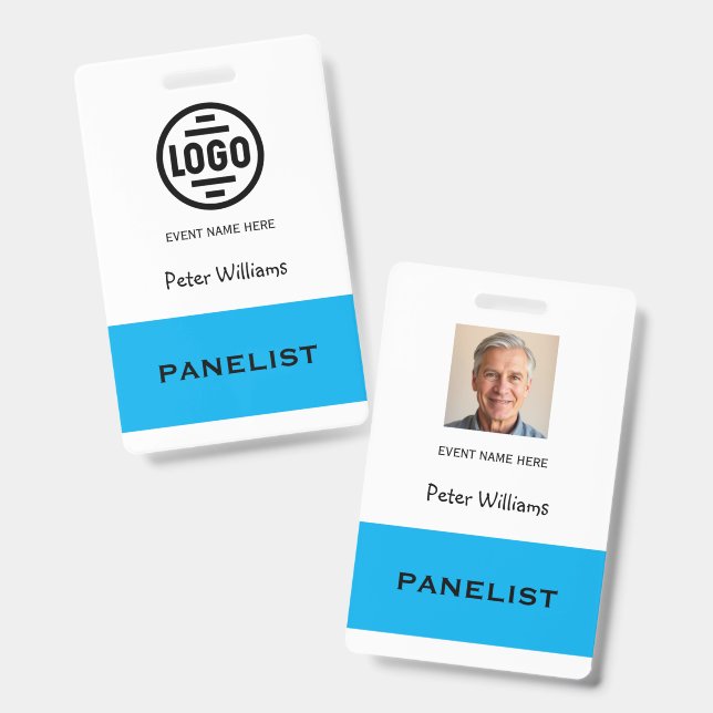 Event Panellist Photo ID Badge Pass (Front & Back)