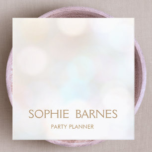 Event Party Planner Subtle Iridescent Bokeh Square Business Card