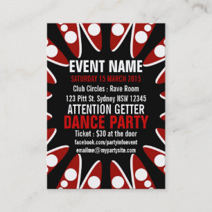 EVENT PARTY Red White Black Mini Flyers Business Card