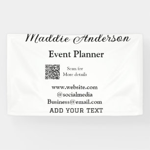 Event planner add name Q R code details website em Banner