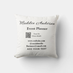 Event planner add name Q R code details website em Cushion