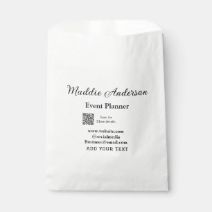 Event planner add name Q R code details website em Favour Bags