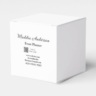 Event planner add name Q R code details website em Favour Box